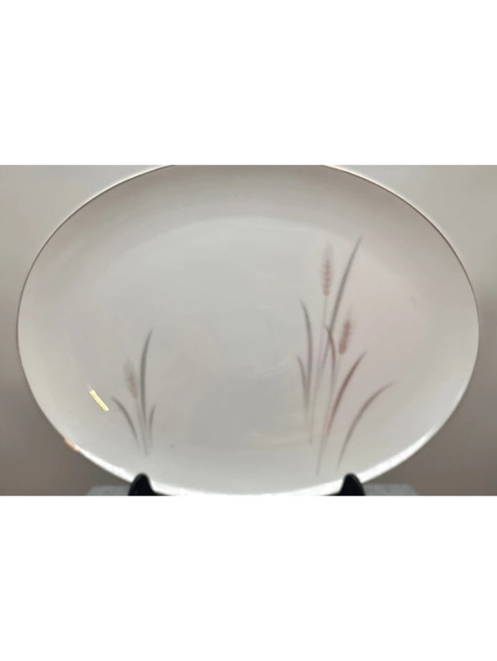 Platinum Wheat by Fine China of Japan Oval Platter White Platinum Beige Glossy